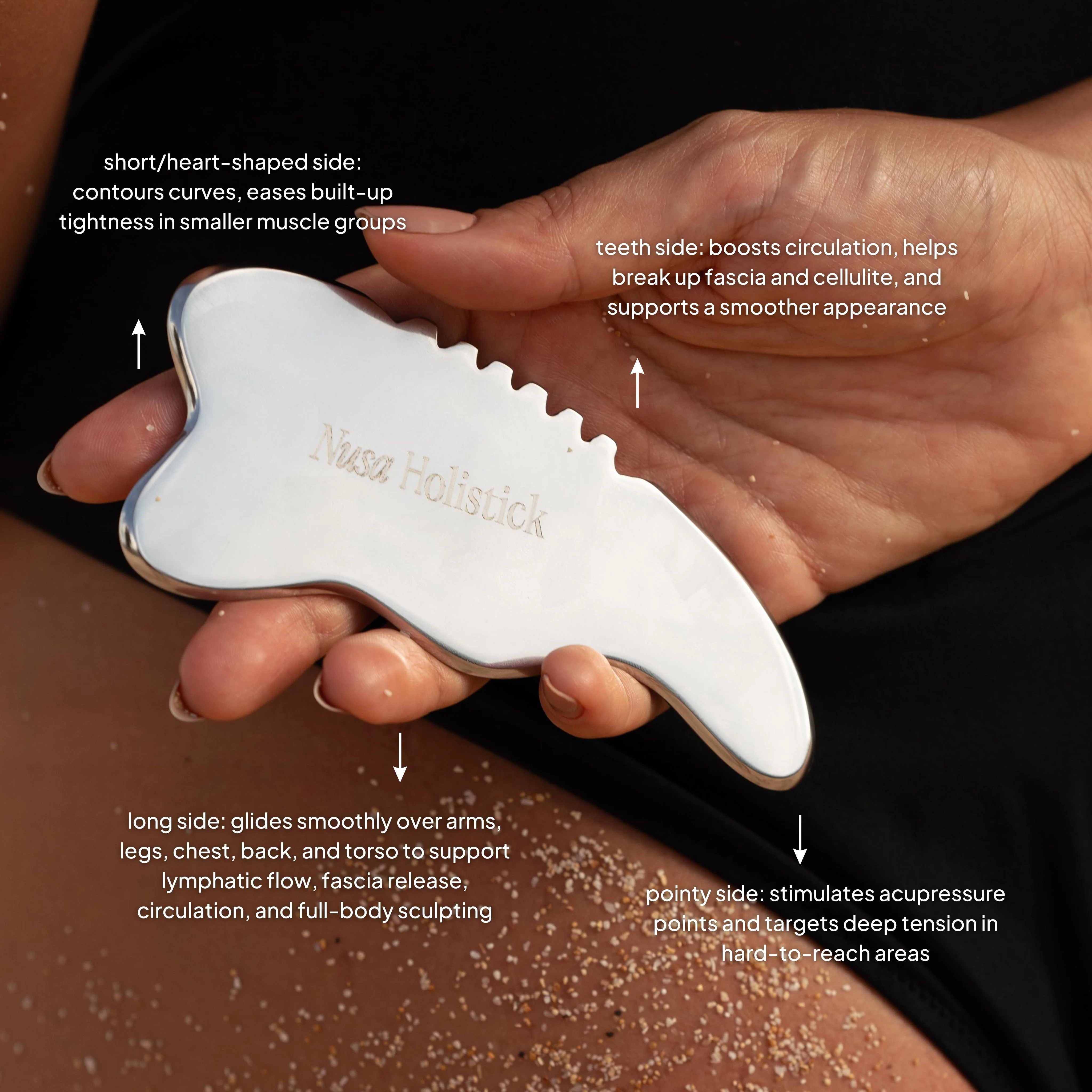 Body Gua Sha Tool - Stainless Steel - Image 2
